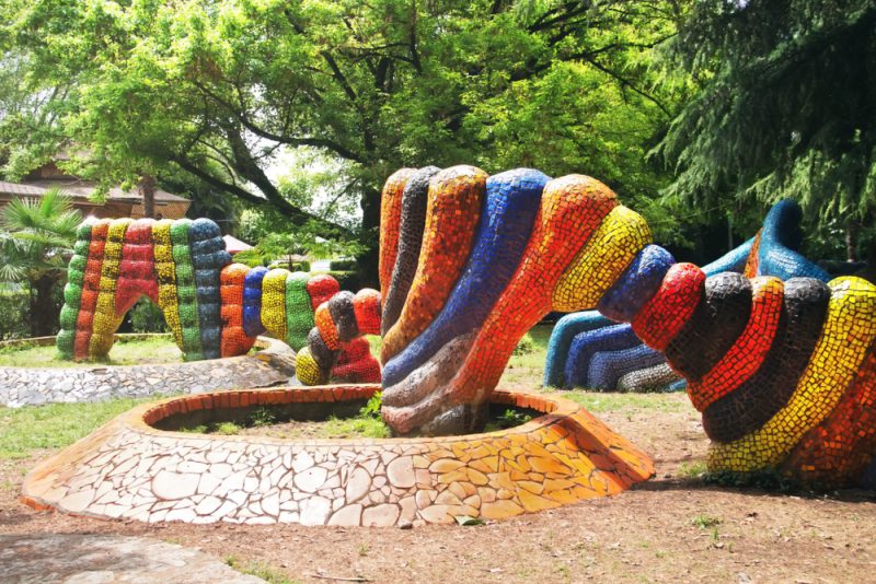 Tsereteli's mosaic playground. Oldenburgs seaside park in Gagra, Abkhazia.